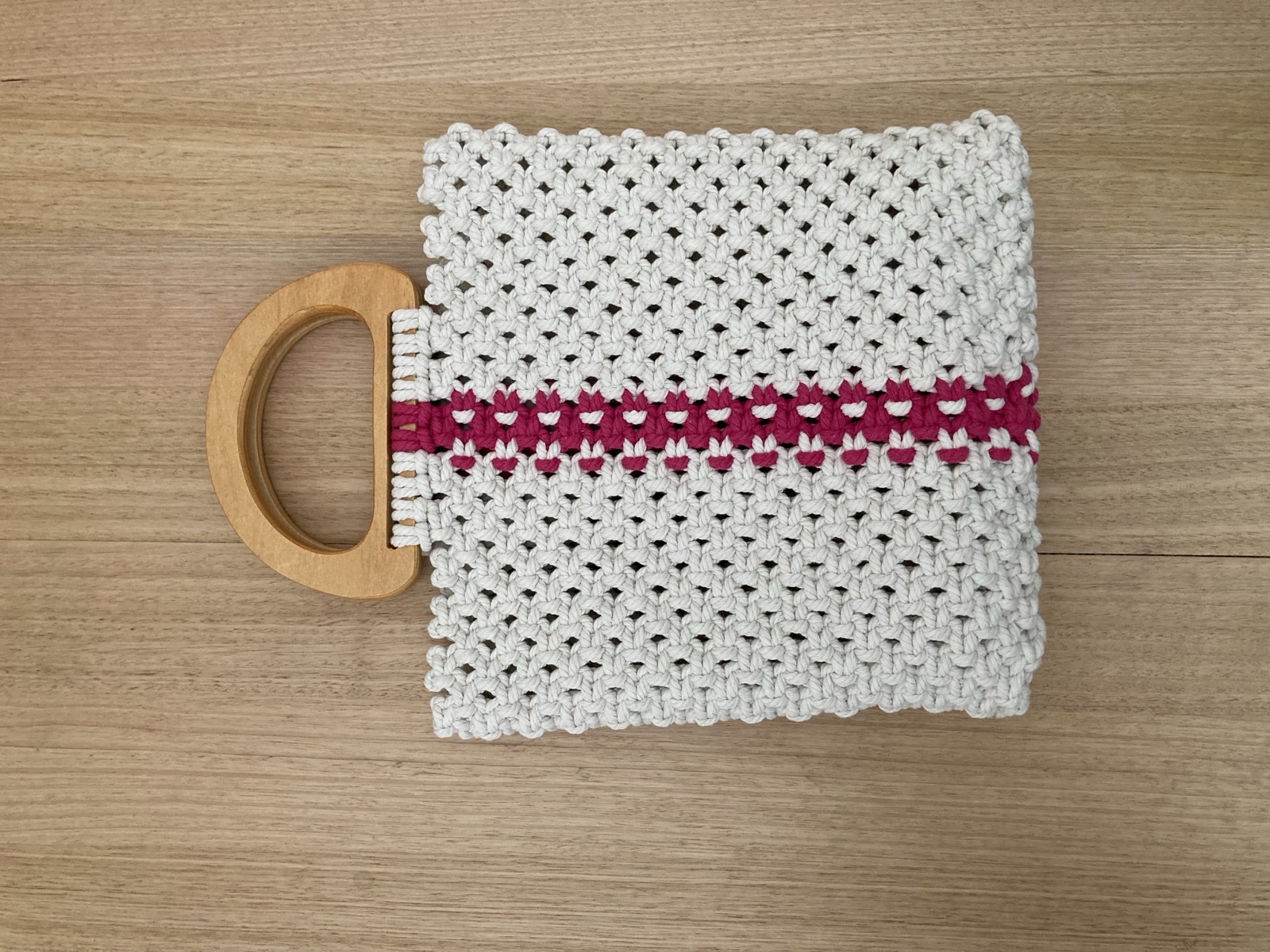 Macrame Handbag with Wooden Handles, photo 2
