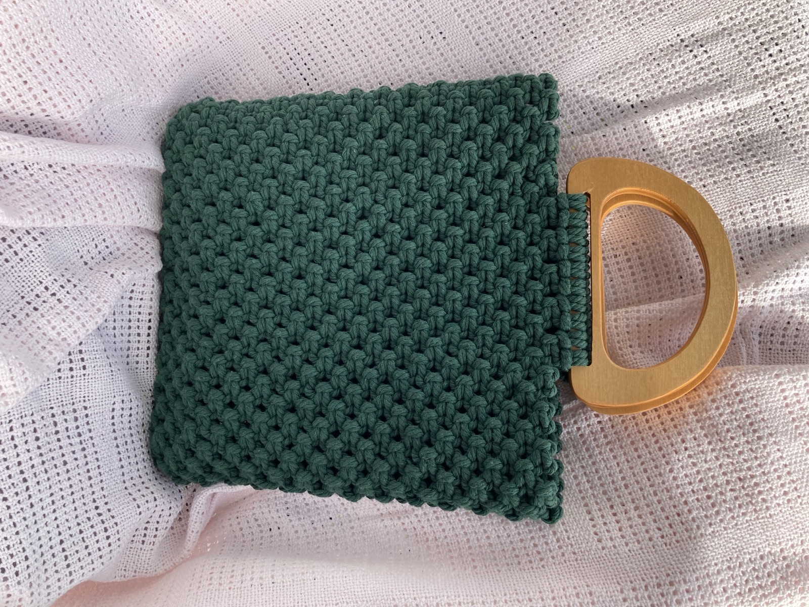 Macrame Handbag with Wooden Handles